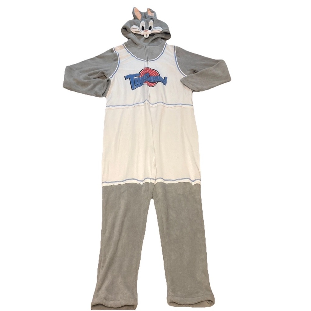 Space Jam Men’s Pajamas XL Tune Squad VTG Hooded Bugs Bunny One Piece Union Suit